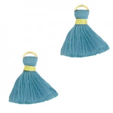 Quaste Ibiza Style 1.5cm Gold-stone blue